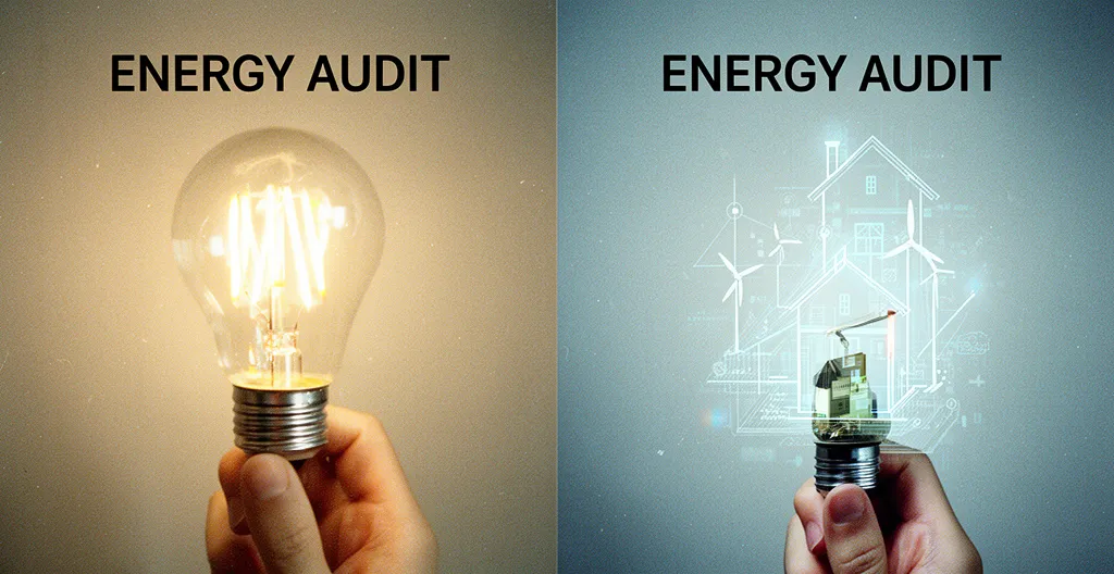 Photographie comparant visuellement un audit réglementaire et un audit incitatif pour la rénovation énergétique