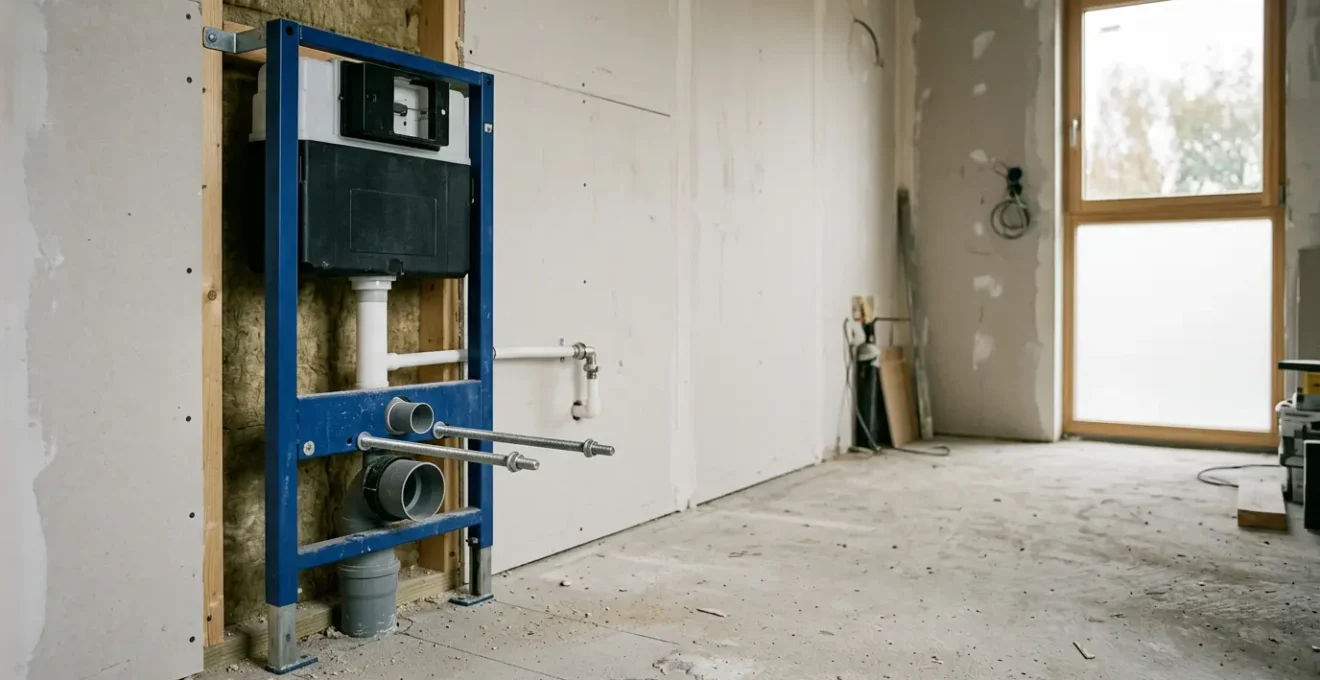 Installation professionnelle d'un WC suspendu dans une salle de bain moderne