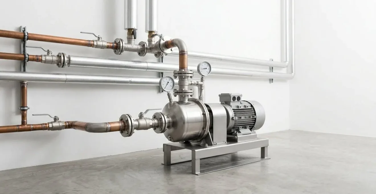 Installation d'une pompe de désembouage hydrodynamique connectée à un circuit de chauffage avec flux d'eau visible