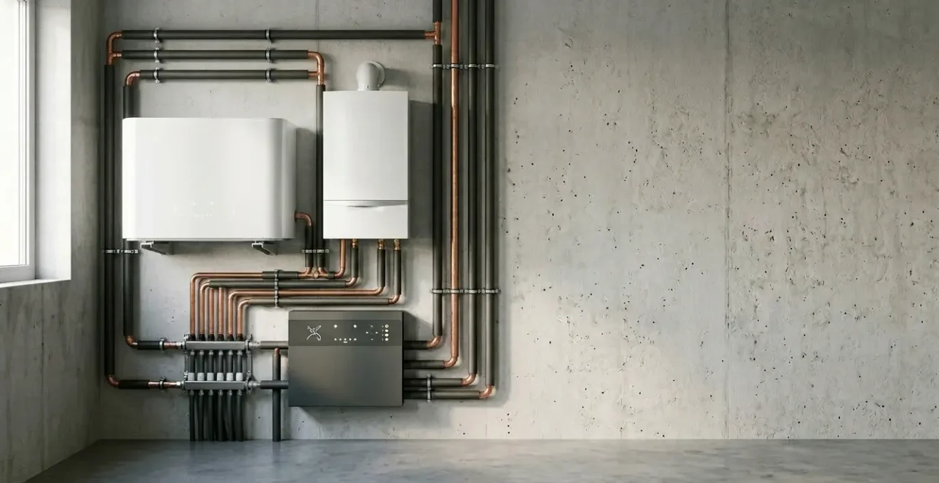 Installation d'un système de chauffage hybride couplant pompe à chaleur et chaudière dans une maison moderne